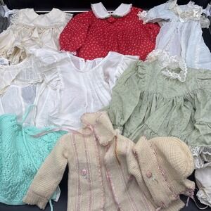 VTG Girls Baby Toddler Dresses Old Fashioned Doll Clothes Large Lot of 8